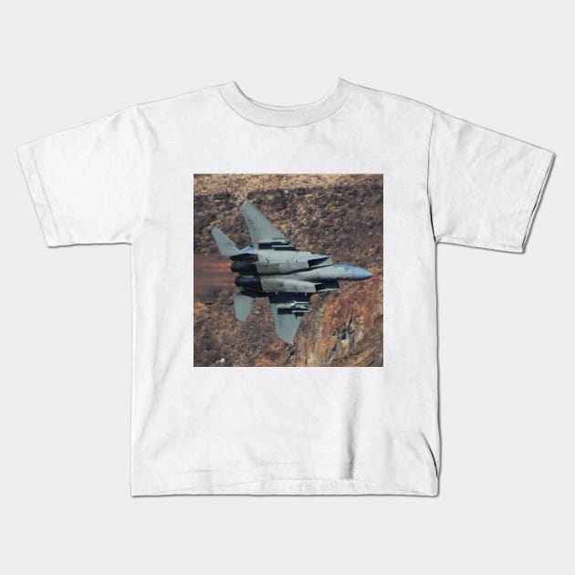 F-15C Eagle In Canyon In Afterburner Kids T-Shirt by acefox1